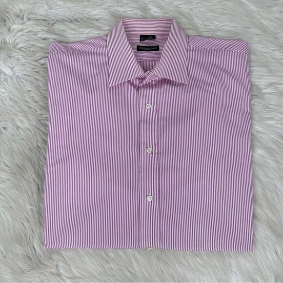 Bergdorf Goodman Mens Pink Striped Designer Business Career Shirt EU 42/16.5/C47 - Picture 3 of 11